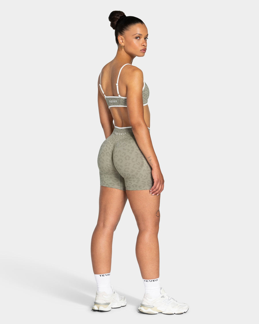 Short Sculpt Scrunch Contrastline « Léopard kaki »