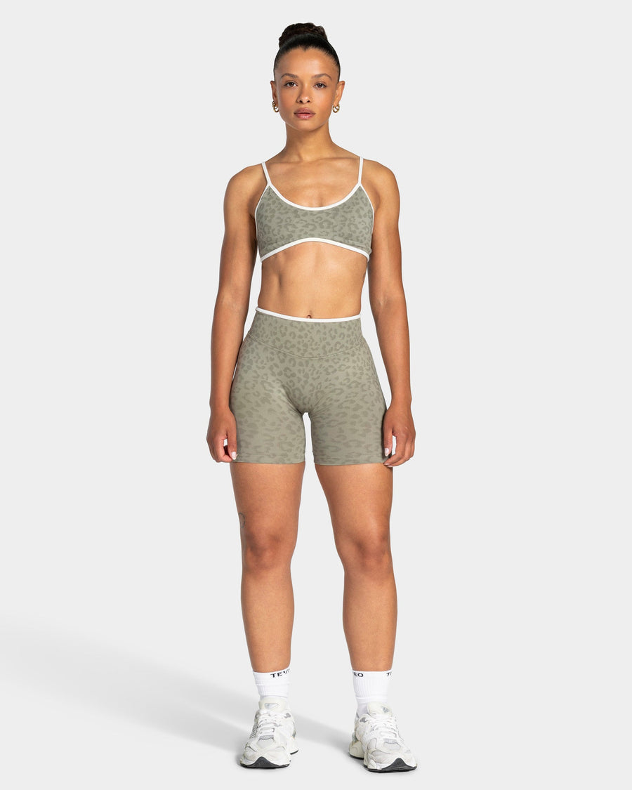 Short Sculpt Scrunch Contrastline « Léopard kaki »