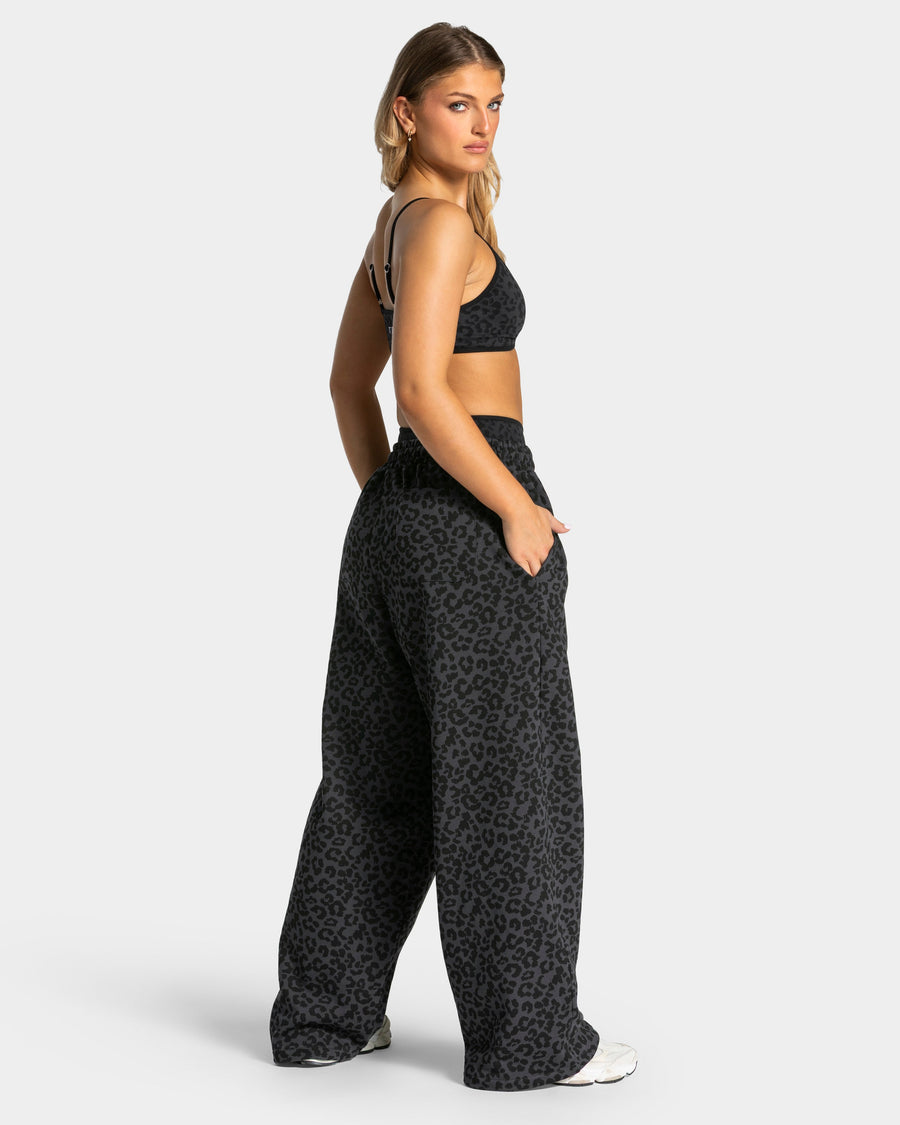 Pantalon de jogging Wide Leg Contrastline « léopard noir »