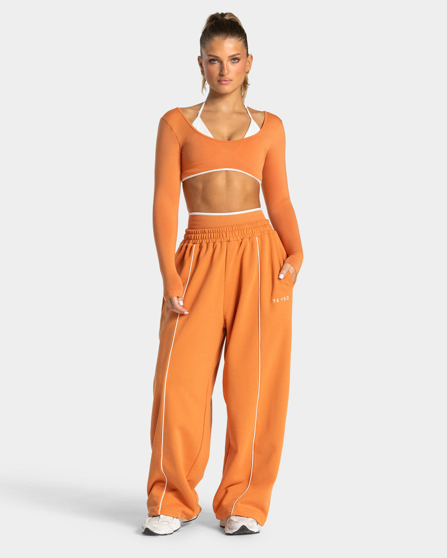 Pantalon de jogging Wide Leg Contrastline « Pumpkin Spice »