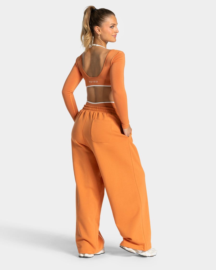 Pantalon de jogging Wide Leg Contrastline « Pumpkin Spice »