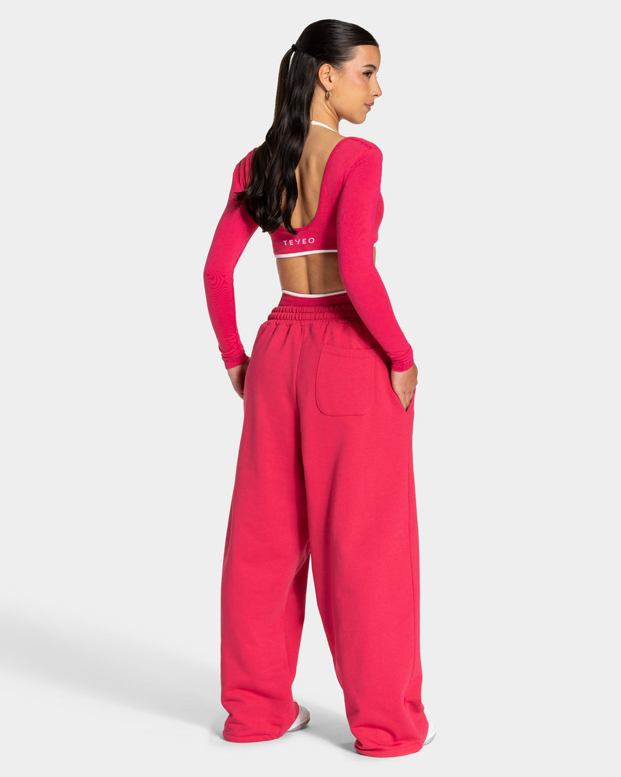 Pantalon de jogging Wide Leg Contrastline « Berry »