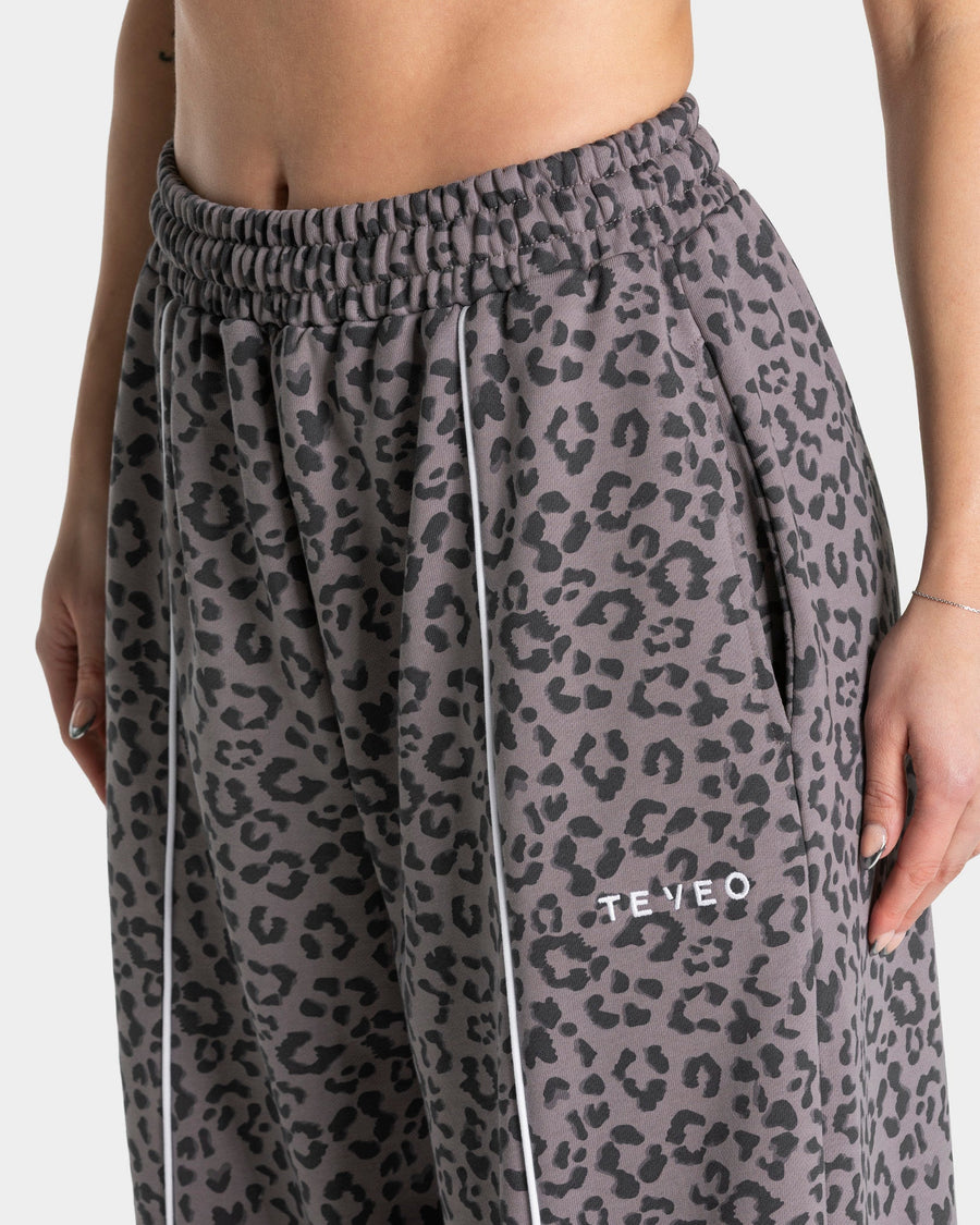 Pantalon de jogging Wide Leg Contrastline « léopard graphite »