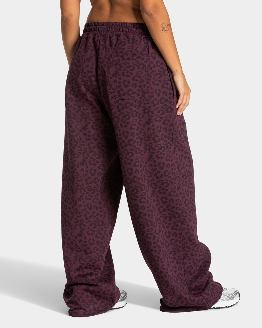 Pantalon de jogging Wide Leg Contrastline « léopard Merlot »