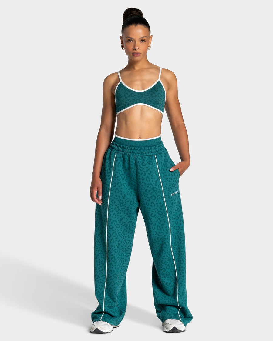 Pantalon de jogging Wide Leg Contrastline « Léopard Petrol »