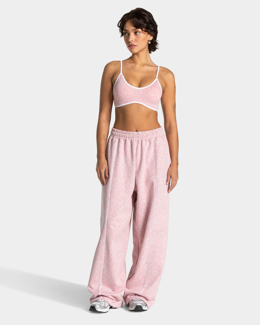 Pantalon de jogging Wide Leg Contrastline « léopard rose »