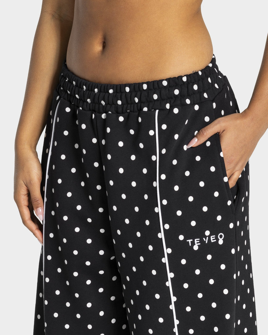 Pantalon de jogging Wide Leg Contrastline « noir à pois »