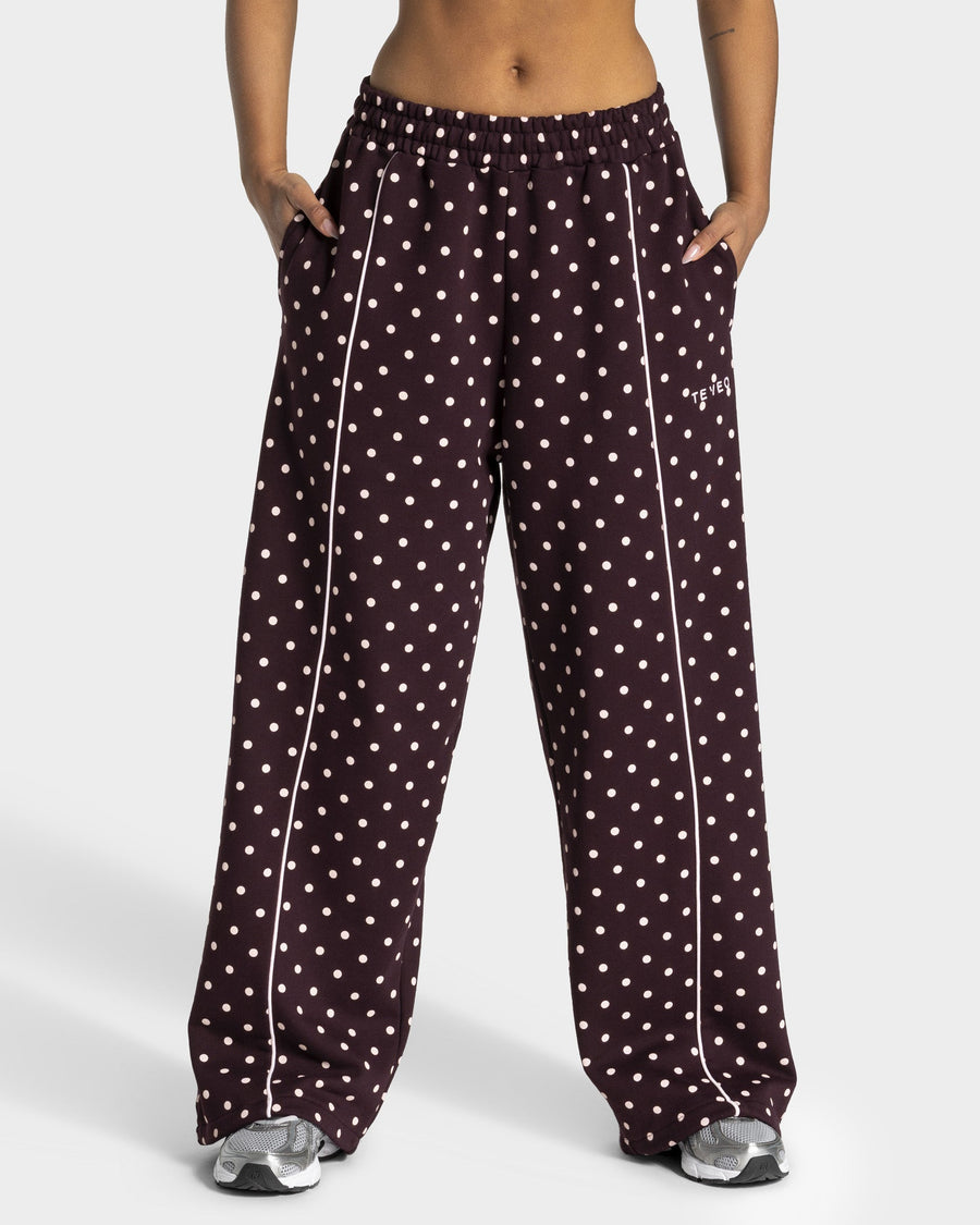 Pantalon de jogging Wide Leg Contrastline « merlot à pois »
