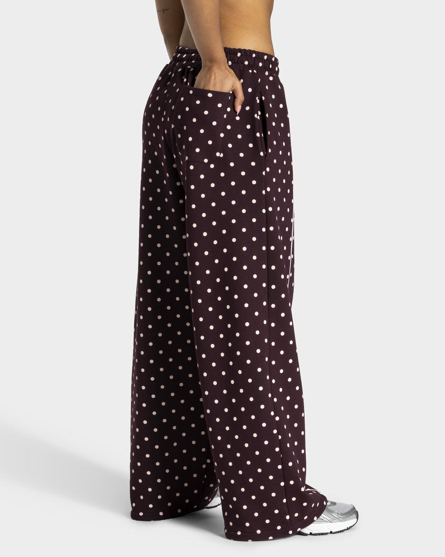 Pantalon de jogging Wide Leg Contrastline « merlot à pois »