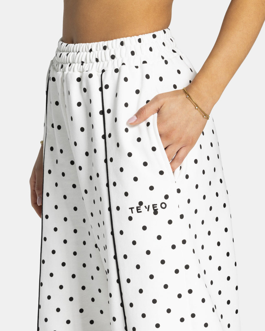 Pantalon de jogging Wide Leg Contrastline « blanc à pois »