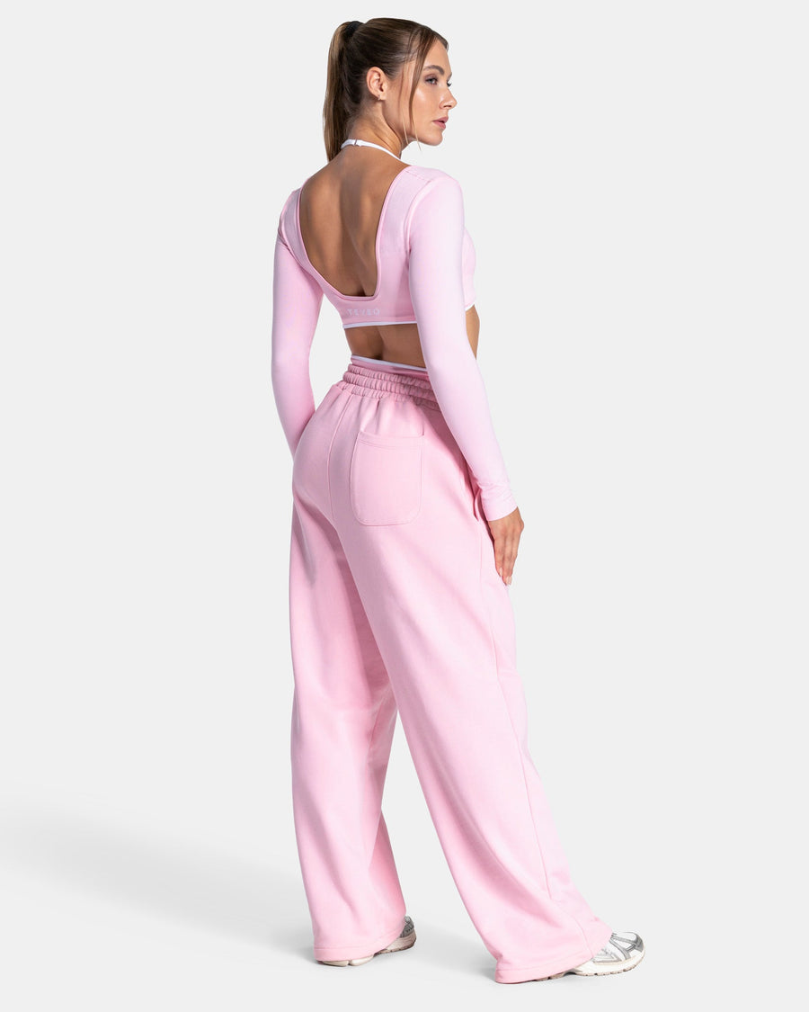 Pantalon de jogging Wide Leg Contrastline « True Pink »