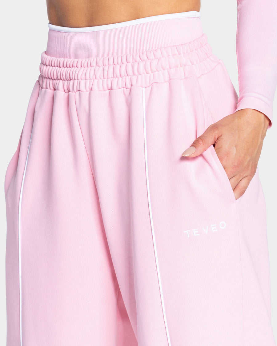Pantalon de jogging Wide Leg Contrastline « True Pink »