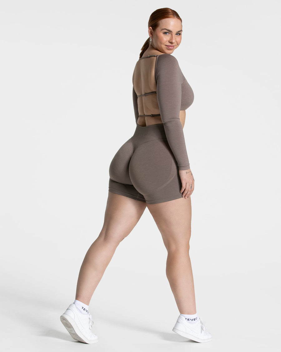 Haut à manches longues Femme Backless « moka »