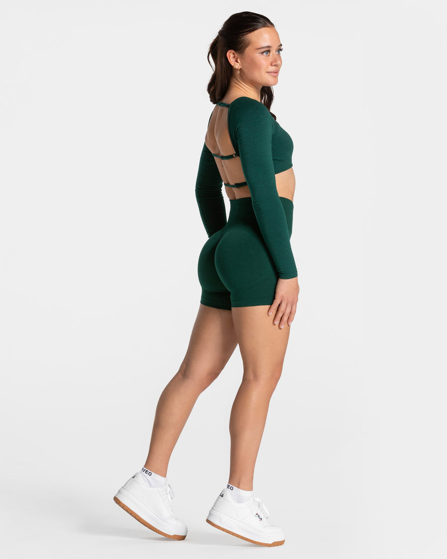 Haut à manches longues Femme Backless « vert foncé »
