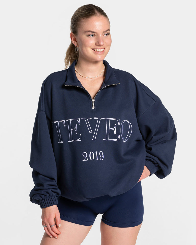 Sweat-shirt demi-zippé Femme « bleu foncé »