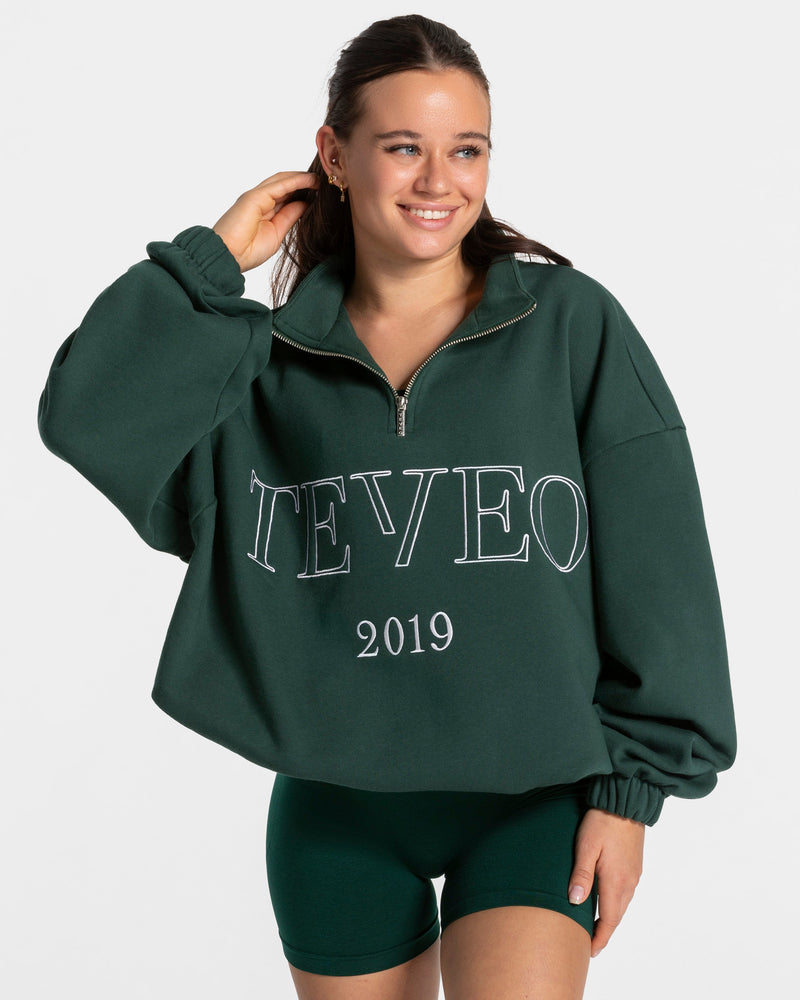 Sweat-shirt demi-zippé Femme « vert foncé »