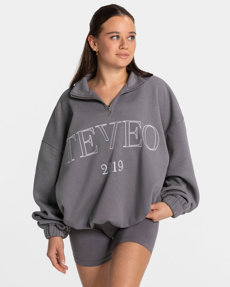Sweat-shirt demi-zippé Femme « graphite »