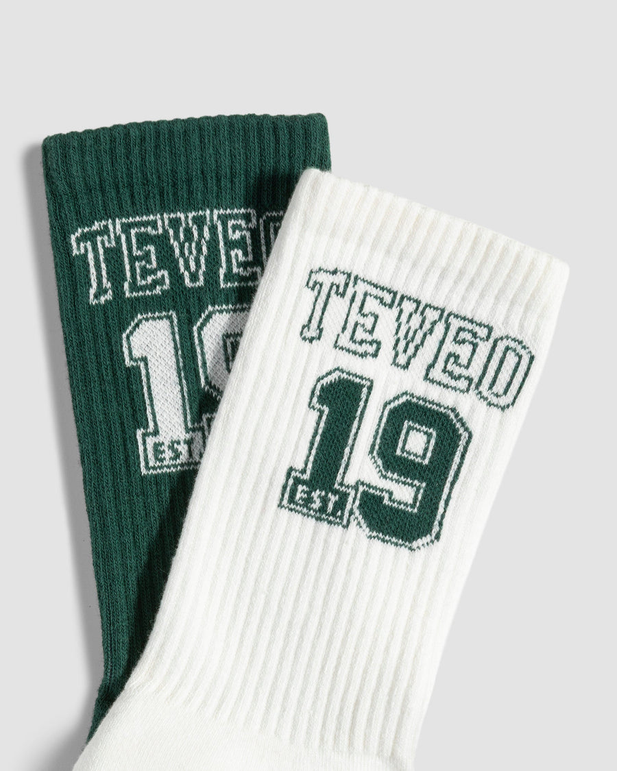 Chaussettes Football (2 paires) « Vert foncé/blanc cassé »