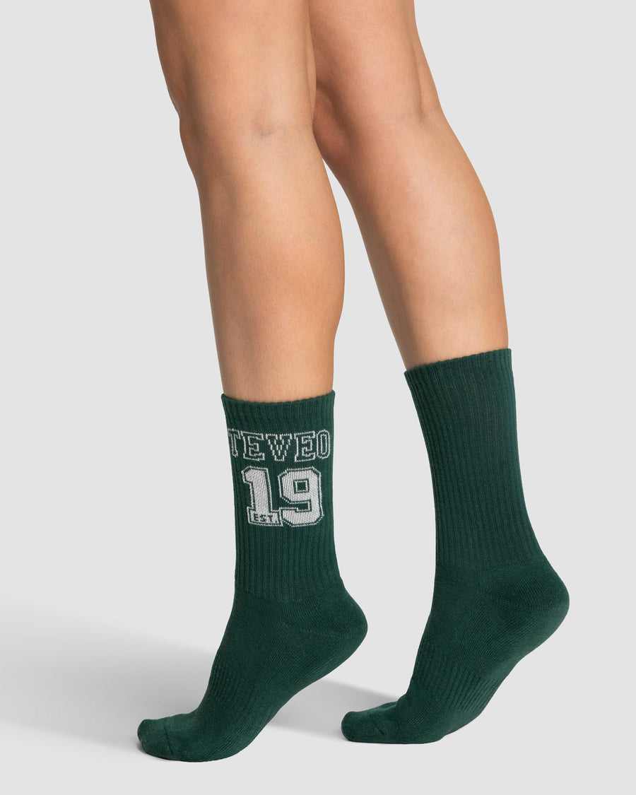 Chaussettes Football (2 paires) « Vert foncé/blanc cassé »