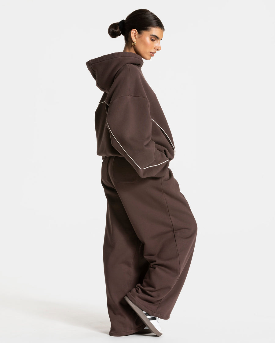Sweat-shirt Contrastline Hooded « Espresso »