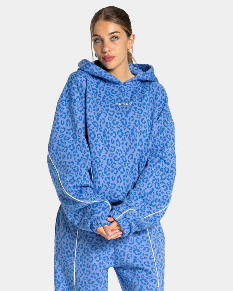 Sweat à capuche Contrastline « Léopard Azure »