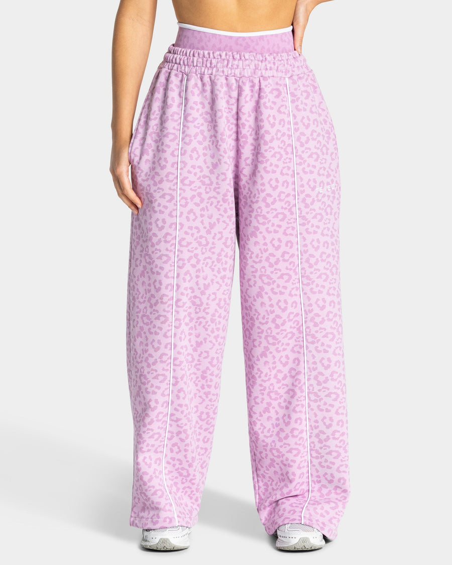 Pantalon de jogging Wide Leg Contrastline « Léopard orchidée »