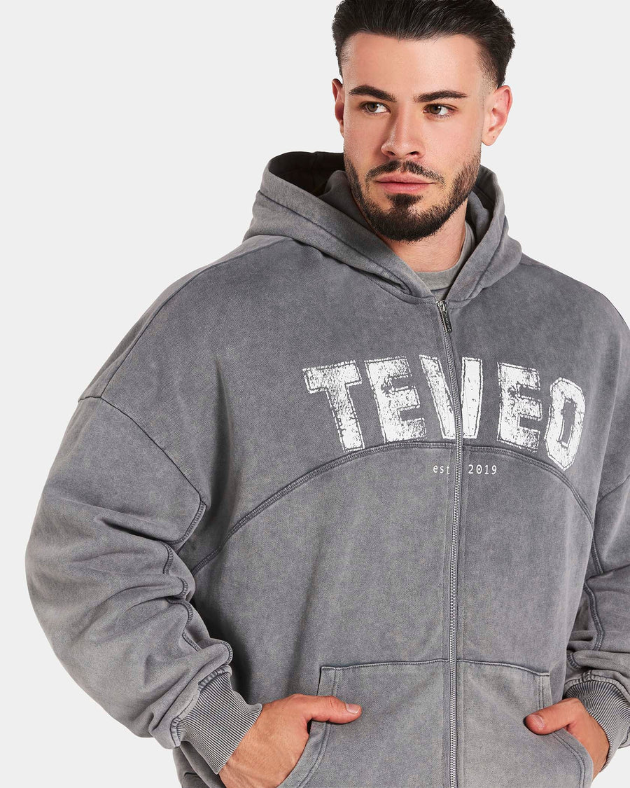 Sweat à capuche zippé oversize Legacy Lifting « Acid Grey »