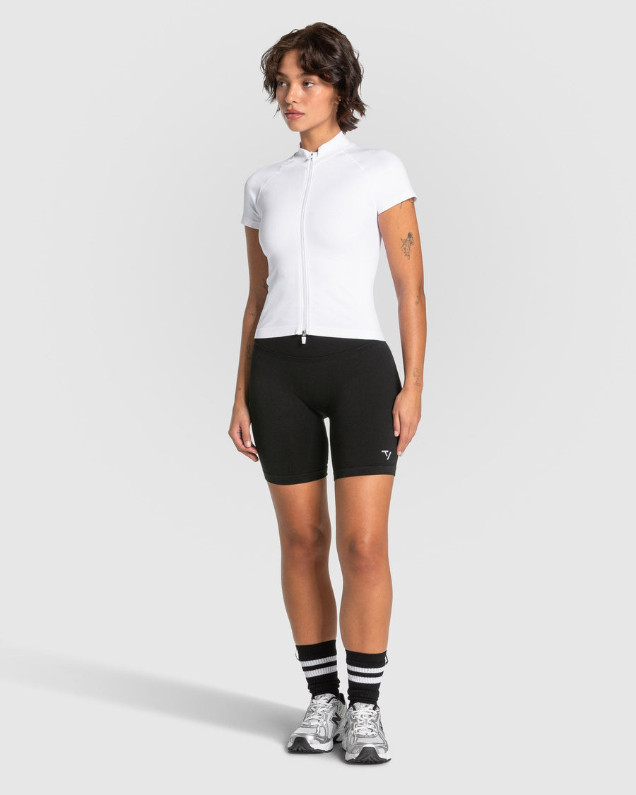 Haut à manches courtes zippé Lift « Blanc »