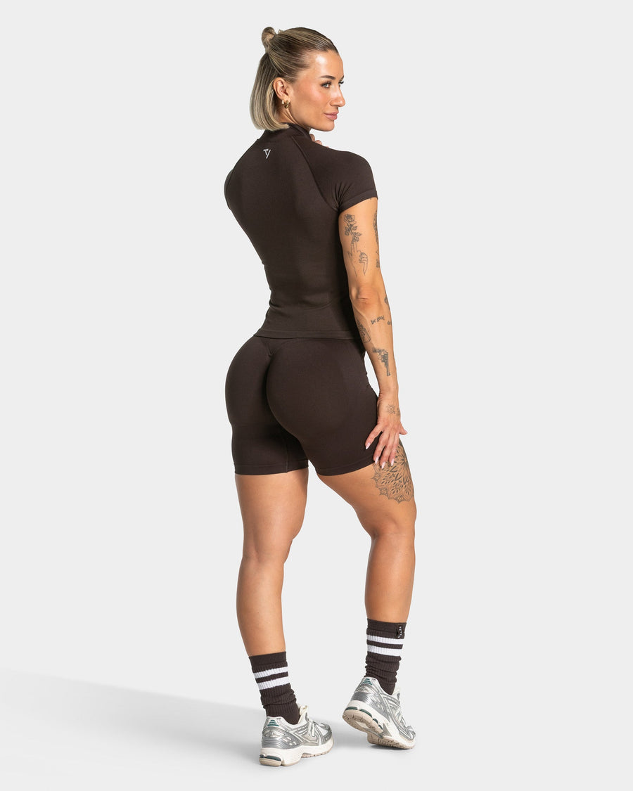 Haut à manches courtes zippé Lift "Dark Chocolate"