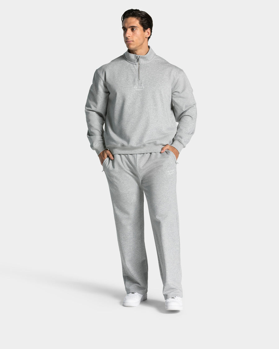 Sweat-shirt demi-zippé Lifting Journey « gris clair chiné »