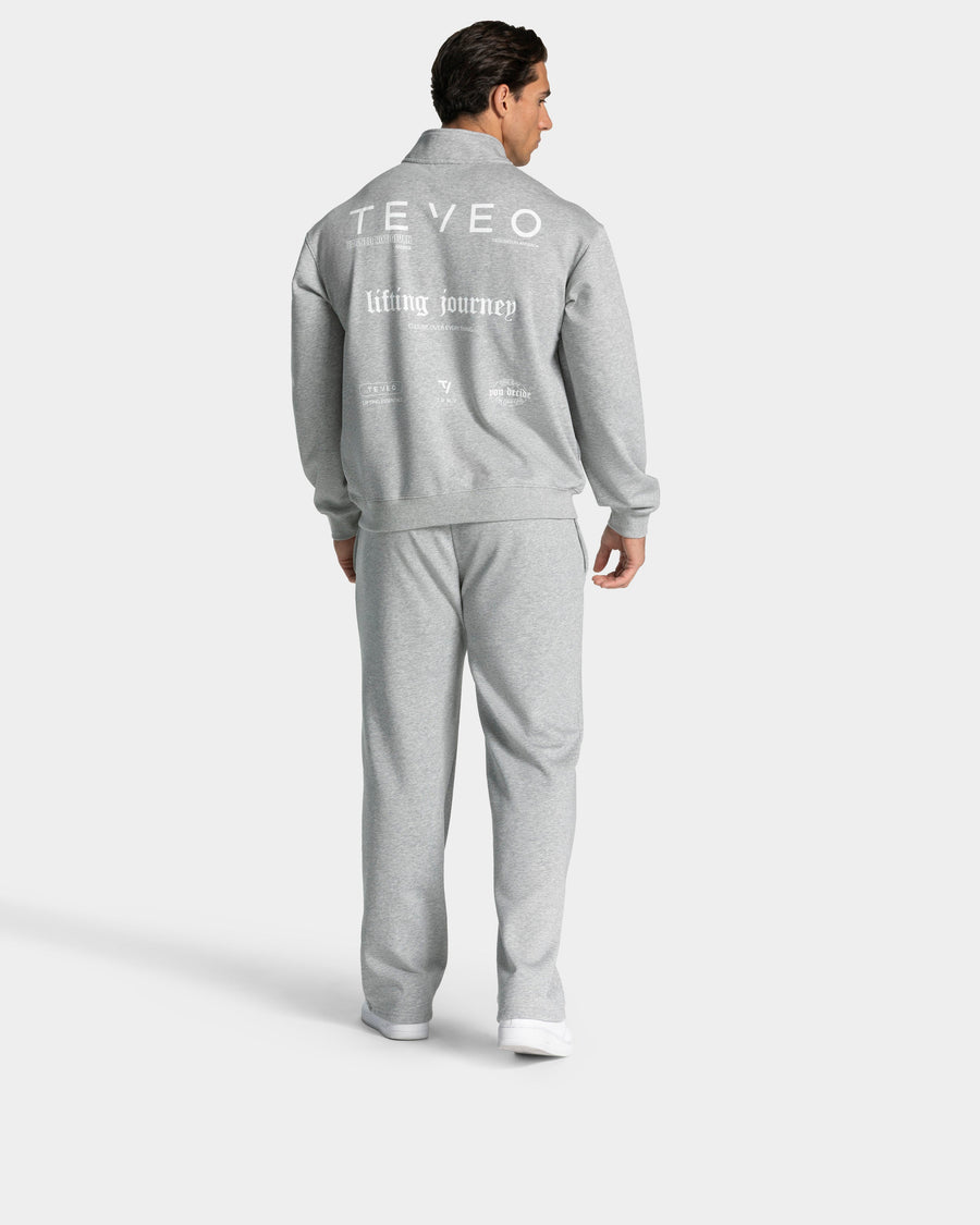 Sweat-shirt demi-zippé Lifting Journey « gris clair chiné »