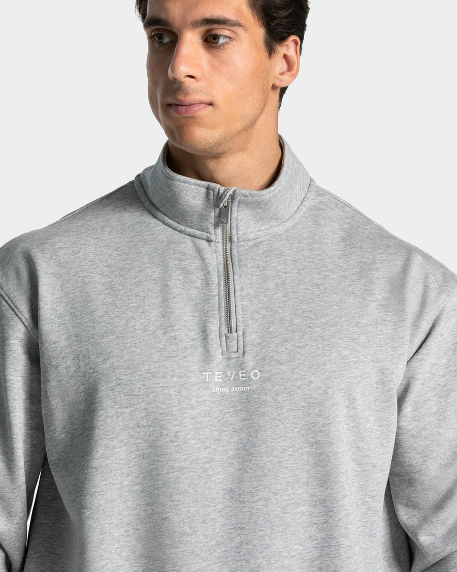 Sweat-shirt demi-zippé Lifting Journey « gris clair chiné »