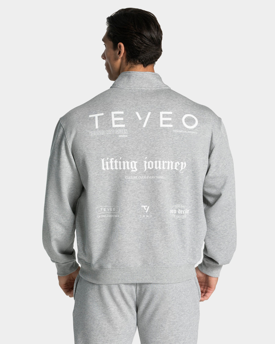 Sweat-shirt demi-zippé Lifting Journey « gris clair chiné »