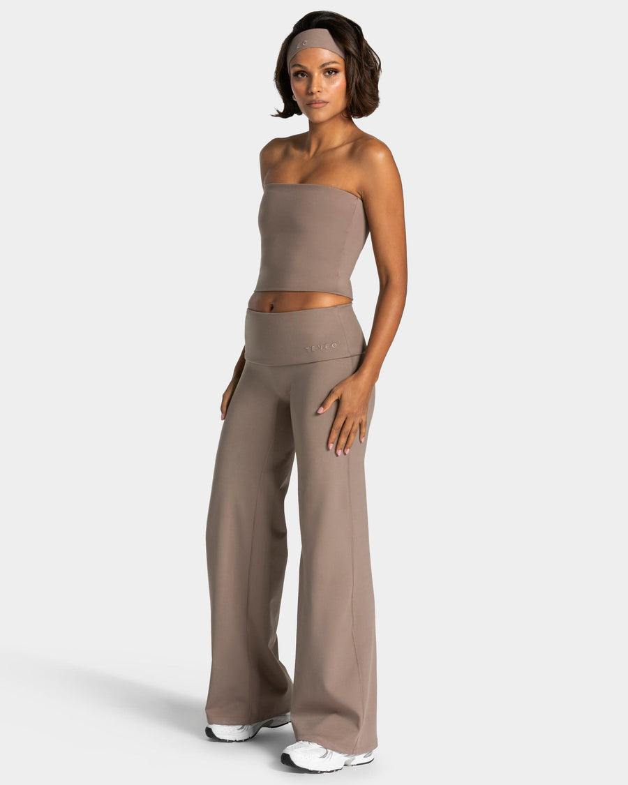 Pantalon à jambe droite Mellow Fold Over Regular « moka »