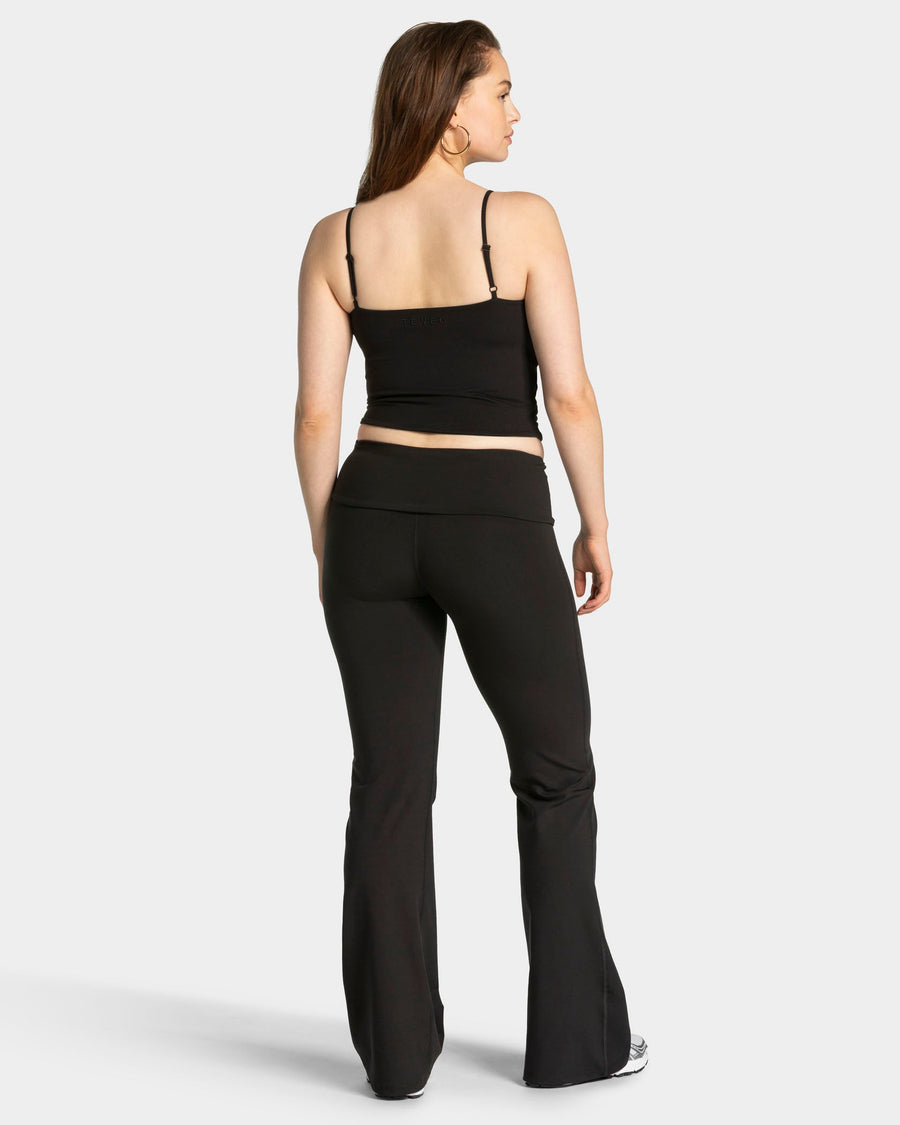Legging évasé à coupe longue Mellow Fold Over « noir »