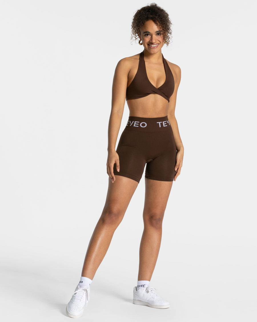 Short Covert Scrunch Signature « marron foncé »