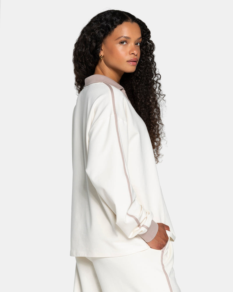 Polo à manches longues Soft « blanc cassé »