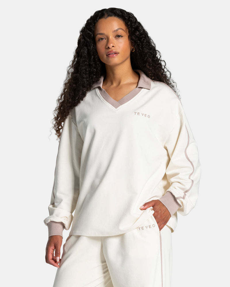 Polo à manches longues Soft « blanc cassé »