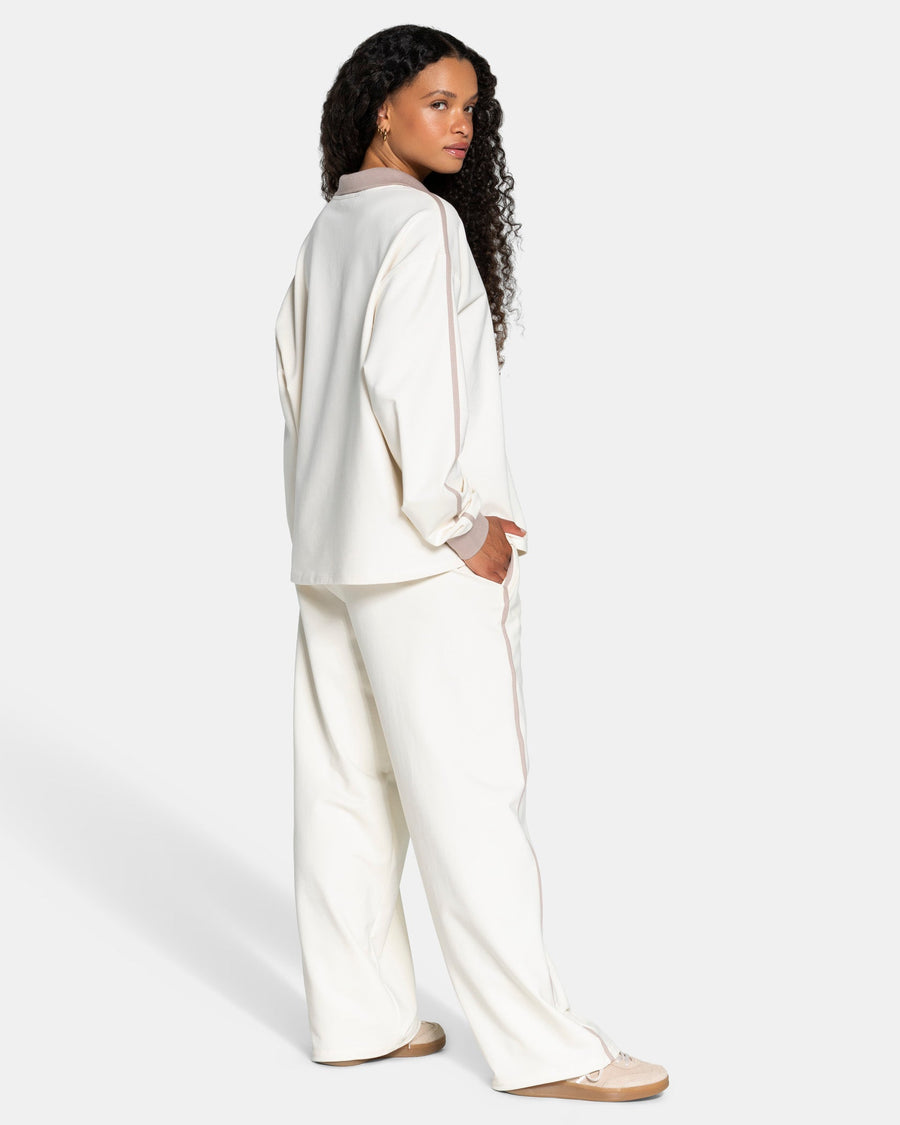 Polo à manches longues Soft « blanc cassé »