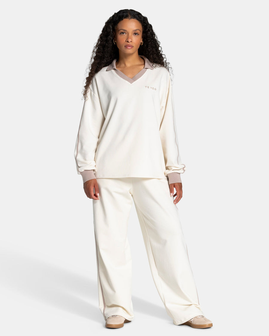 Polo à manches longues Soft « blanc cassé »