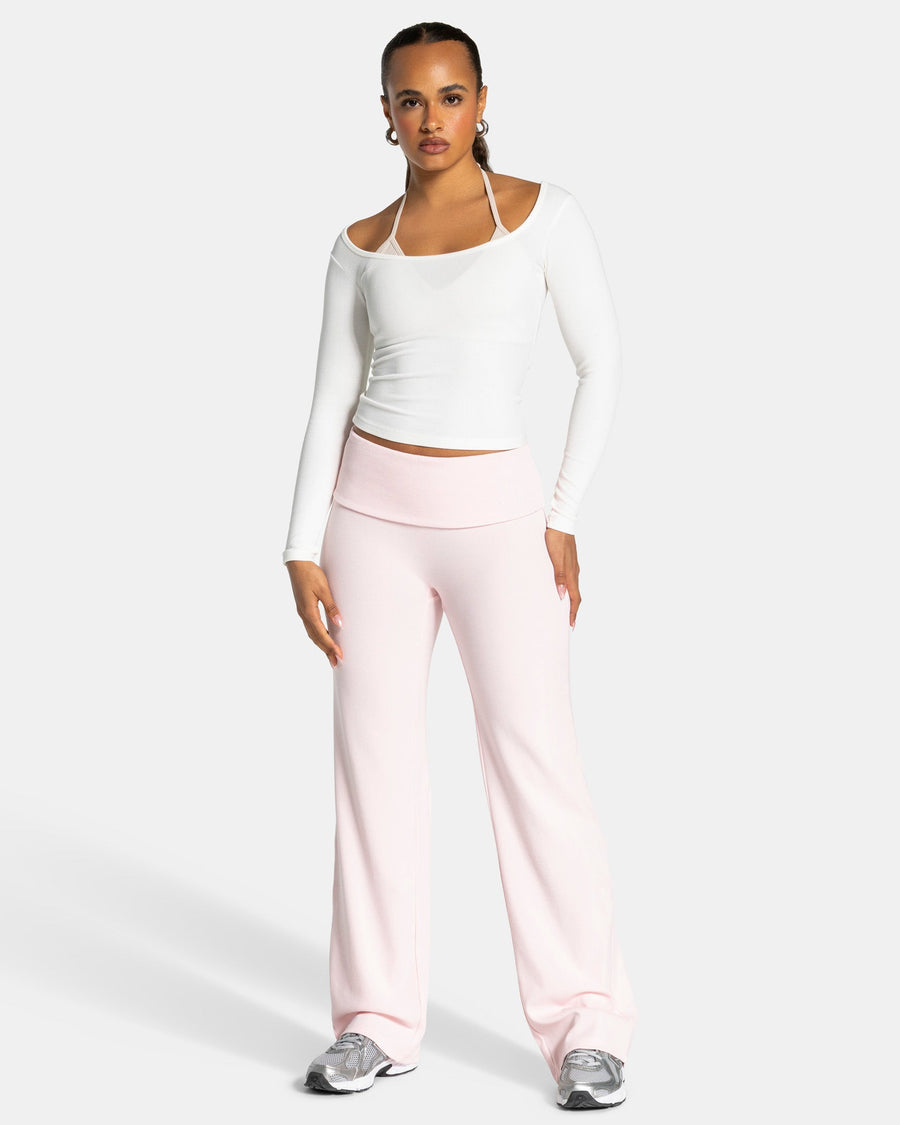 Pantalon côtelé à jambe droite longue Soft Foldover « Blossom »