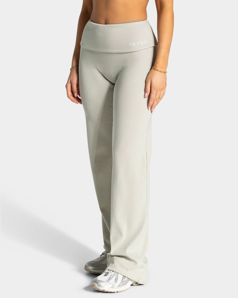 Pantalon côtelé à jambe droite longue Soft Foldover « pistache »