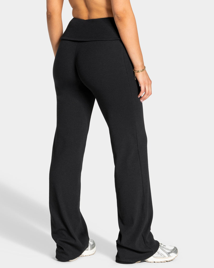 Pantalon côtelé à jambe droite longue Soft Foldover « noir »