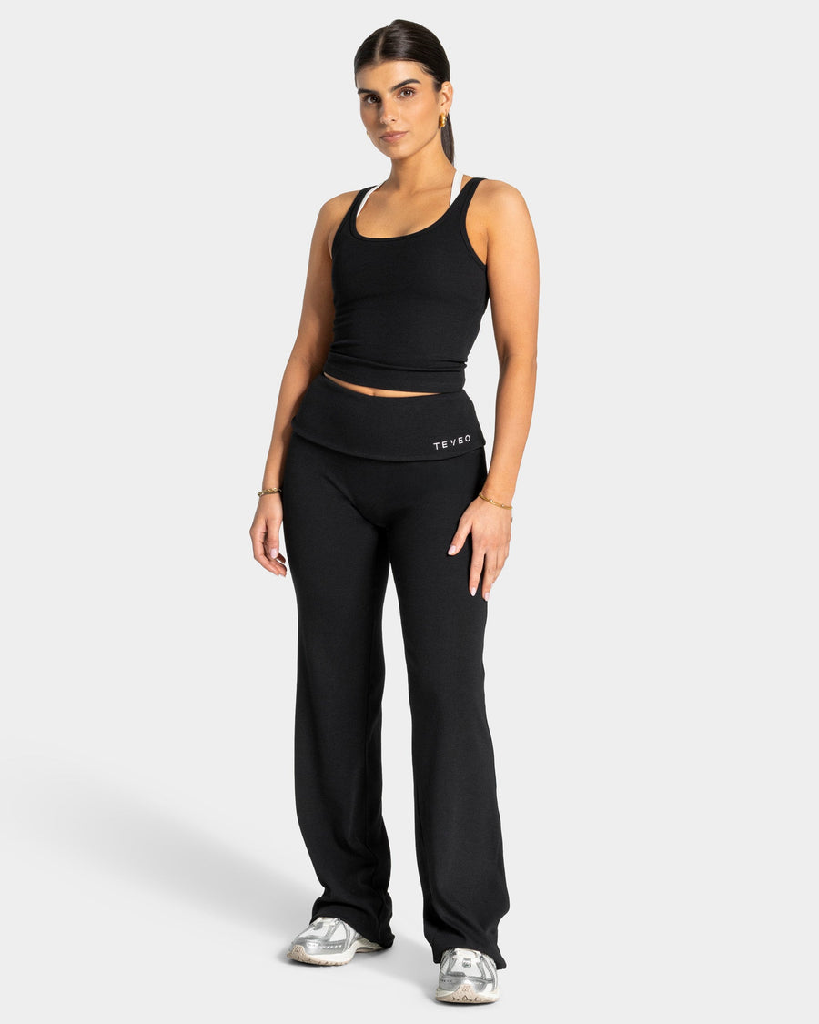 Pantalon côtelé à jambe droite standard Soft Foldover « noir »