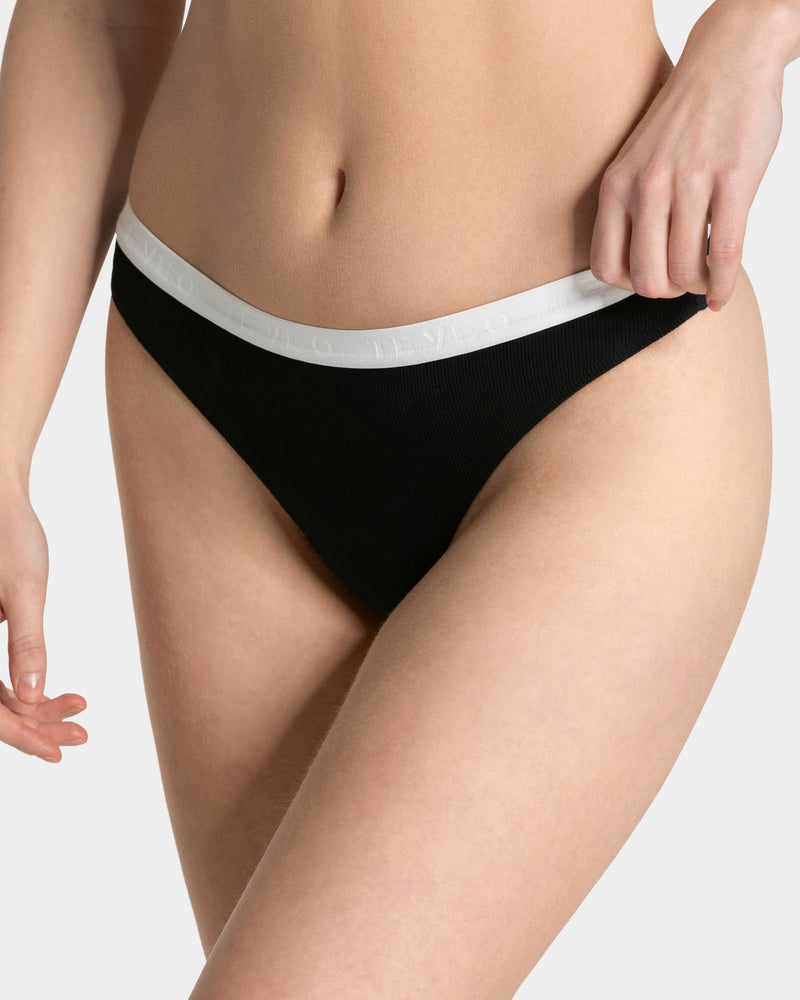 Tanga côtelé Soft « Noir »