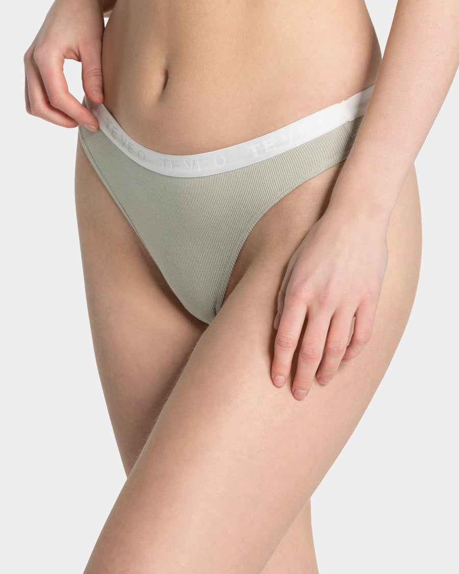Tanga côtelé Soft « Pistache »