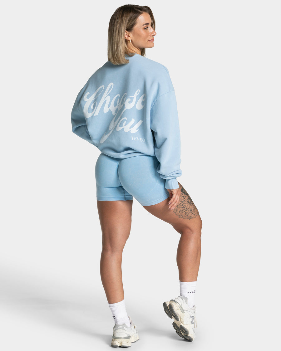Sweat-shirt Acid oversize « bleu layette »