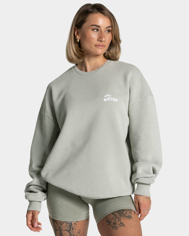 Sweat-shirt Acid oversize « vert sauge »