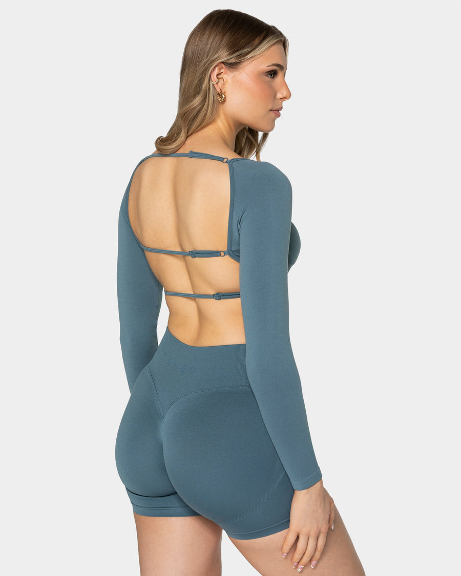 Haut à manches longues Backless Femme « teal »