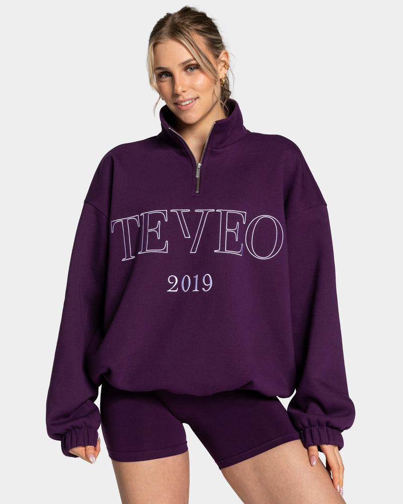 Sweat-shirt demi-zippé Femme « aubergine »